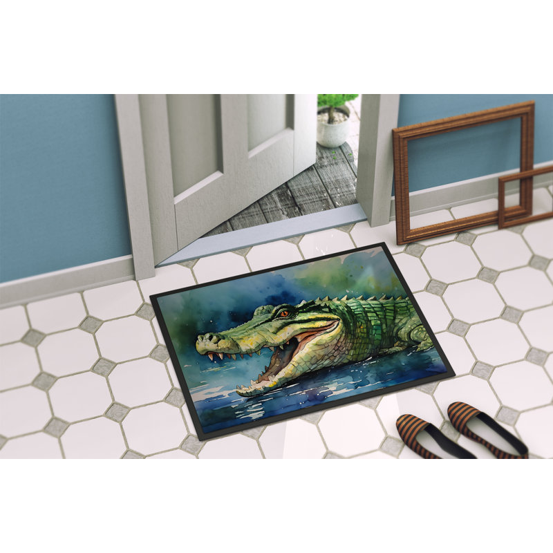 Tapis d'entrée et d'extérieur antidérapant Quinden Crocodile, l 24 po x L 36 po