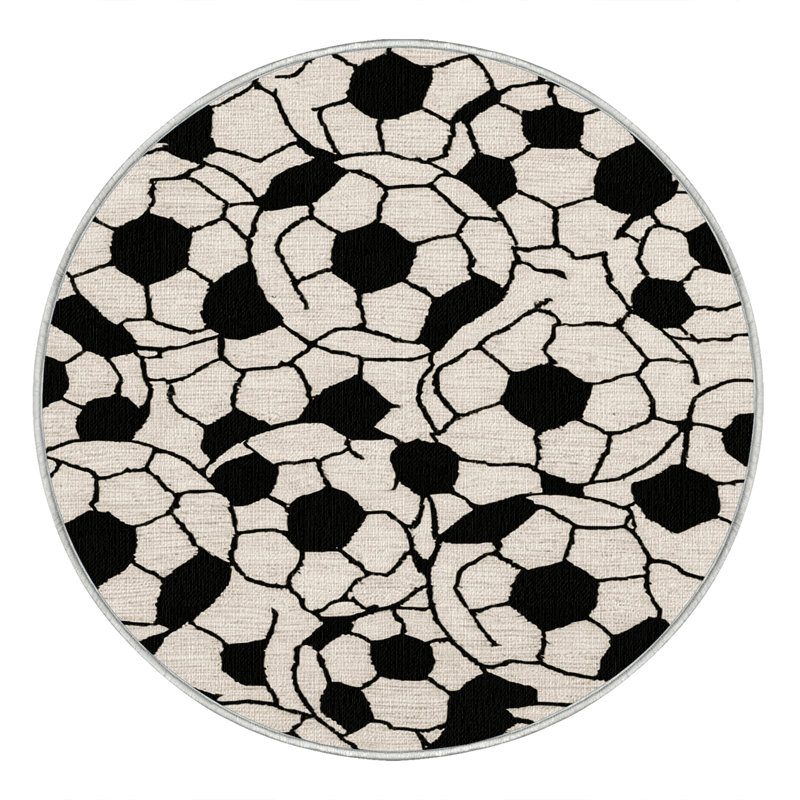  Tapis lavable avec ballon de soccer, Rond 6 pi