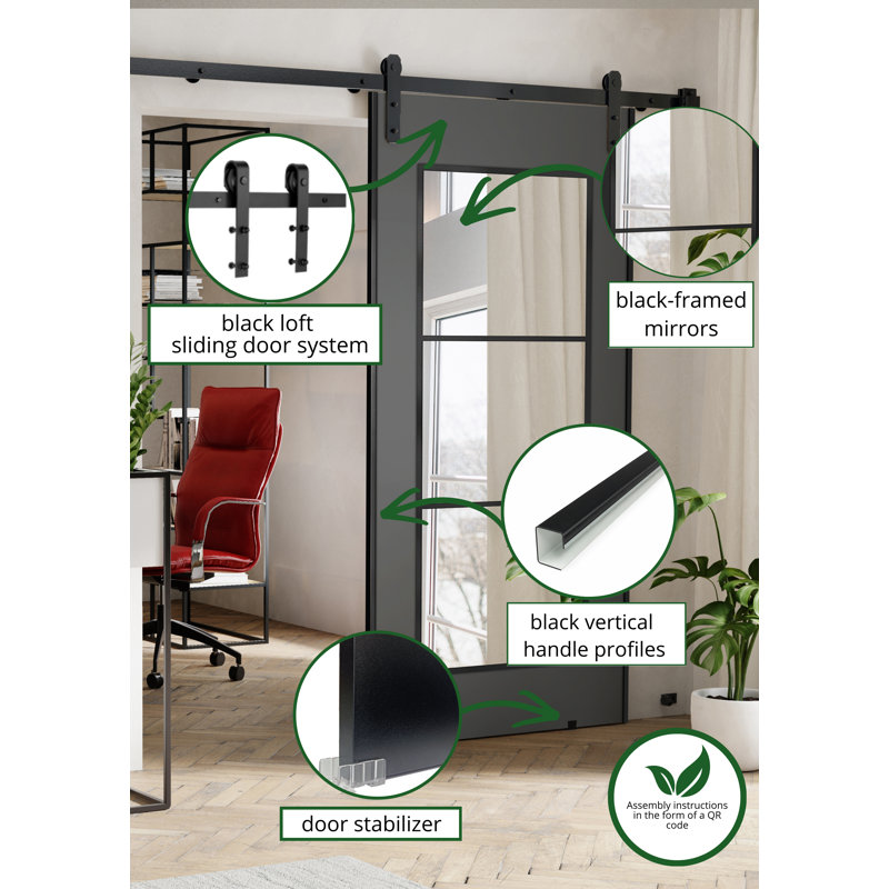 Ketterer Barn Door, Grey, 66cm x 205cm, 1