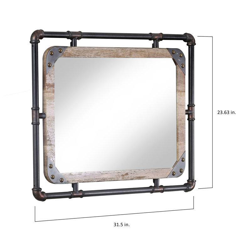 Holsworthy Flat Mirror, Antique Black\Natural