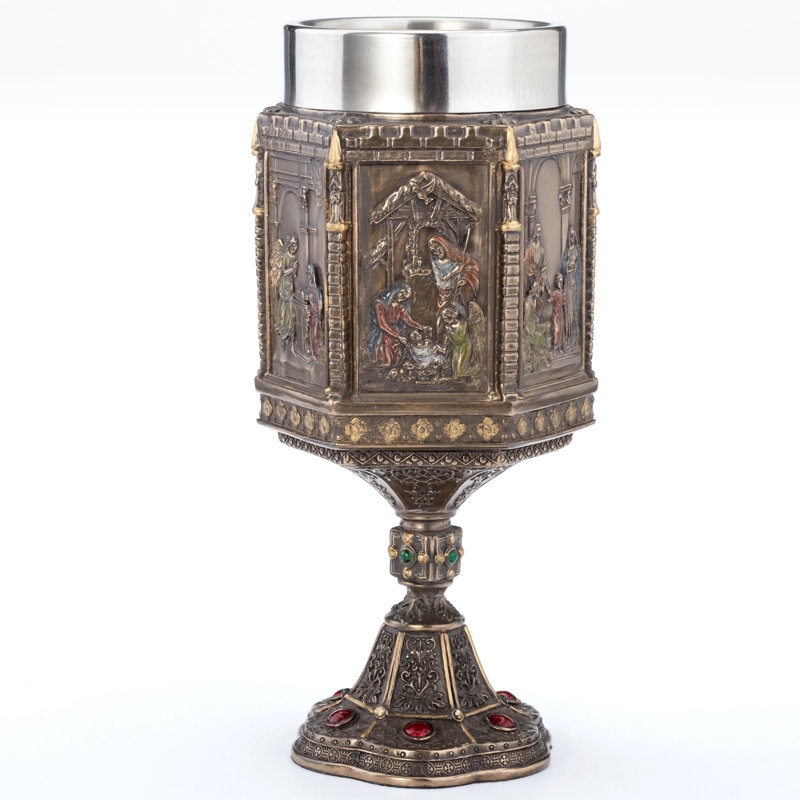 Calice en verre en acier inoxydable de 7,09 po Life Of Jesus