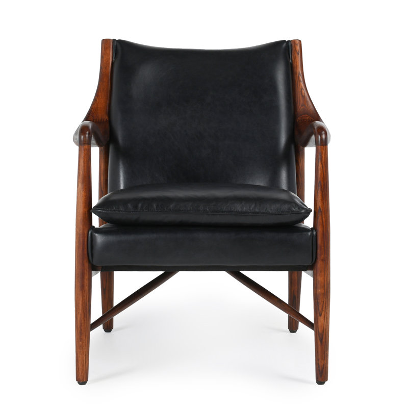Kareem Club Chair Brown, Black Genuine Leather
