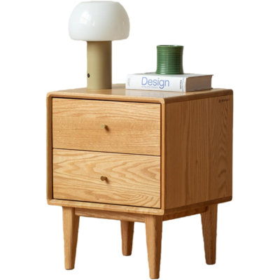 Solid Oak Nightstand- Oak-2 Drawer