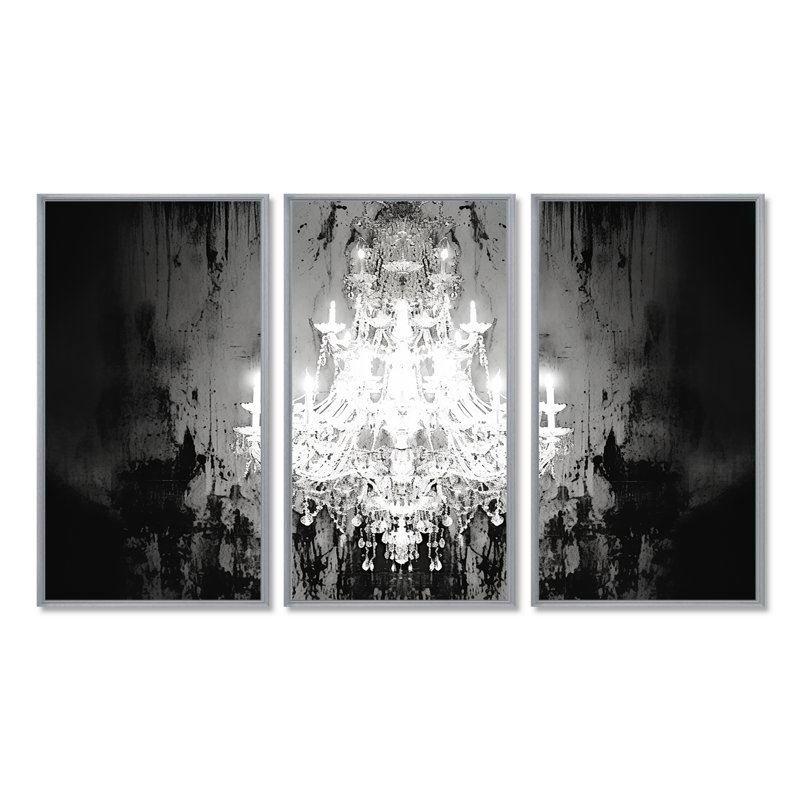 Elea - Ensemble de décoration murale lustre Glam, Encadrement argenté, H 28 po x l 36 po x P 1 po