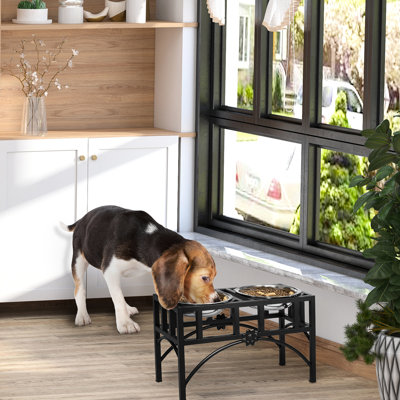 Double Stainless Steel Elevated Dog Feeding Station For Medium Dogs - Easy To Use, Strong, Posture, Stylish Appearance Heavy Duty Metal Pet Food Bowl Clean, , Improves Decorative