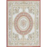 Hand-Knotted High-Quality Ivory and Rose Area Rug