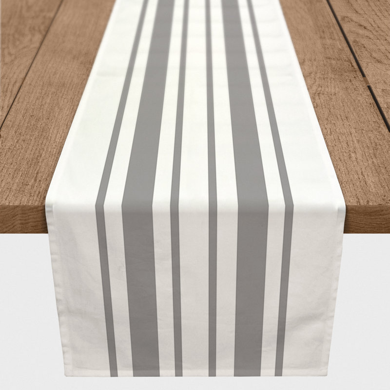 Perouge Striped Table Runner, 72" x 16", Light Gray
