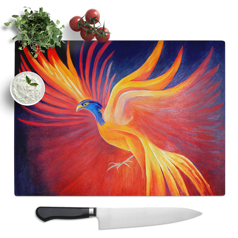 Compelling Phoenix Bird  Glass Chopping Board