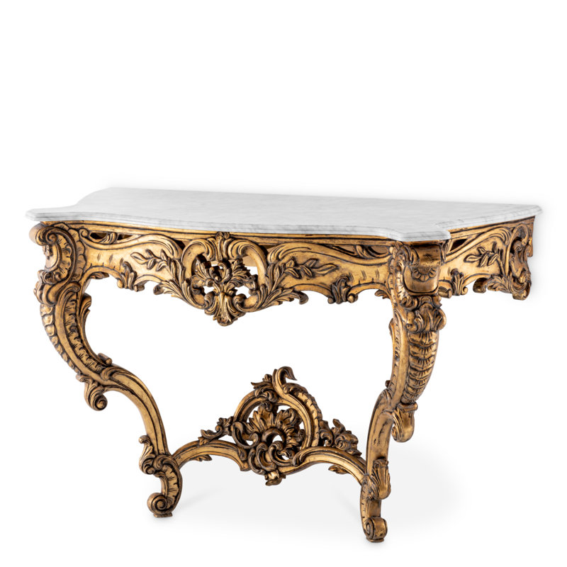 Rococo 49.21'' W Marble Console Table