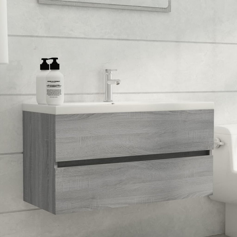 Dellen 90cm Single Bathroom Vanity Base Only, Grey Sonoma