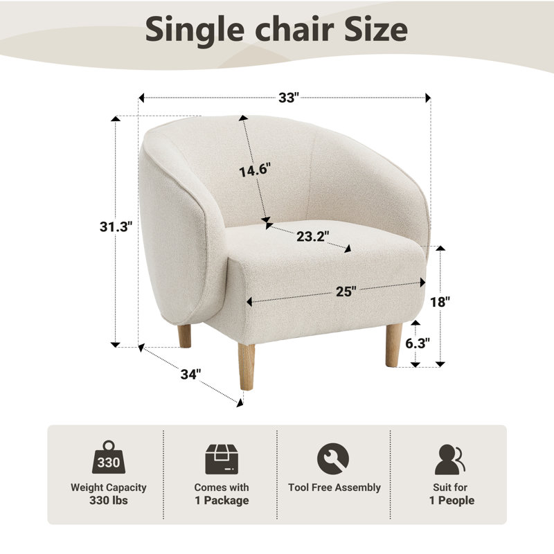 Elvie 2 - Piece Modern And Stylish Living Room Set, Pearl White