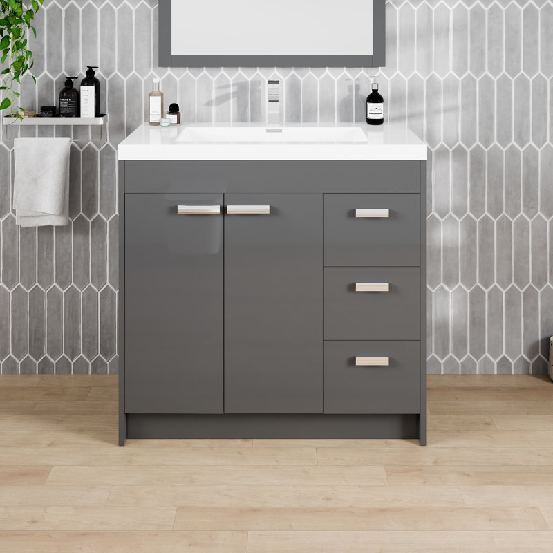 Ensemble de meuble-lavabo simple 35 po Wauconda, Gris