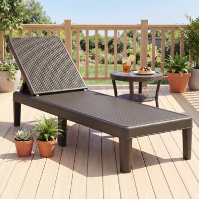 Chaise longue d'extérieur inclinable à 3 positions avec rotin imperméable