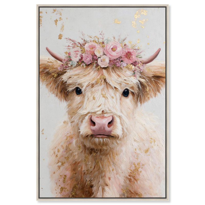 Décoration murale sur toile Crowned Cow III par Art Remedy, cadre argenté, 36 x 54, H 55 po x l 37 po, Cadre argenté