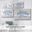 Toile tendue bleue et blanche avec poissons tropicaux III