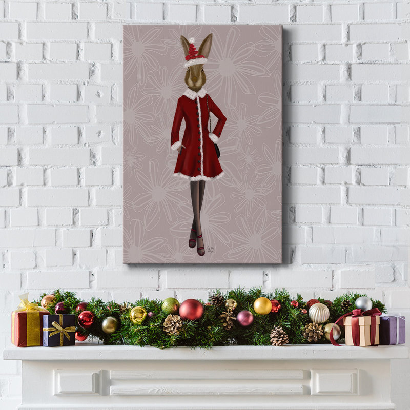 Christmas Christmas Fashion Bunny sur toile, H 12 po x l 8 po x P 1,5 po