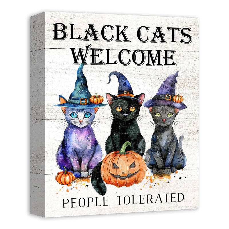 «Black Cats Welcome», reproduction sur toile