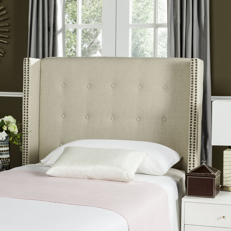Burch Upholstered Headboard, Queen, Linen Hemp