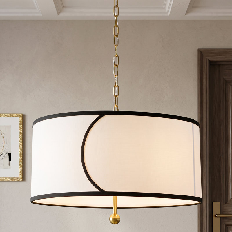 Montelle 4-Light Dimmable Drum Fabric Chandelier,