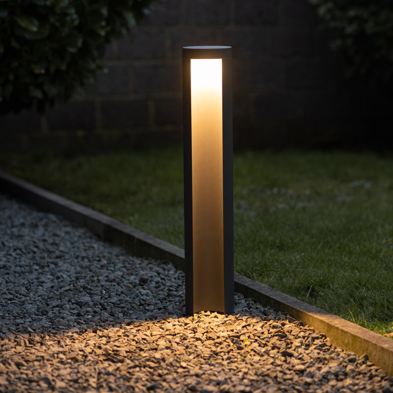 Dismukes Anthracite Integrated LED Metal Bollard Light, 65cm H x 12cm W x 12cm D