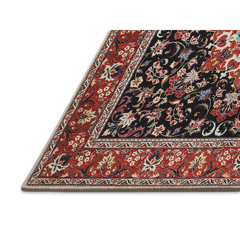 Tapis noir/rouge traditionnel Adrastus, Rectangle 8 pi x 10 pi