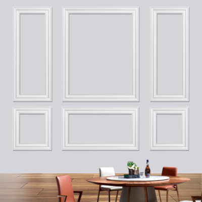 Gaahing 6 Sets Premade Accent Wall Moulding Kit, Pre-Cut Wainscoting Panels, Ready To Assemble Chair Rail Moulding For Interior Decoration
