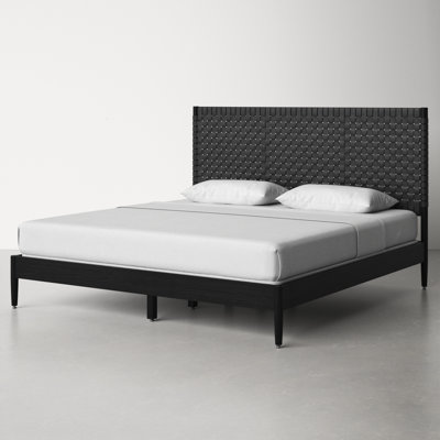 Tamita Genuine Leather and Oak Bed