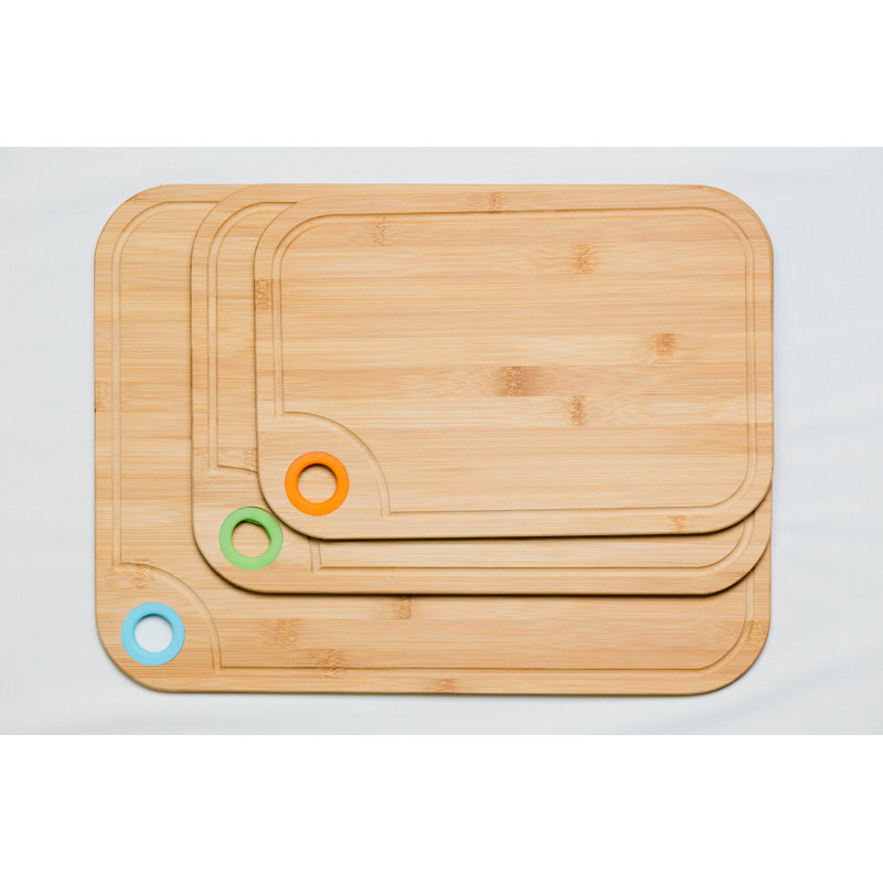 Ensemble de 3 planches à découper en bambou avec anneau en silicone Culinaire Edge