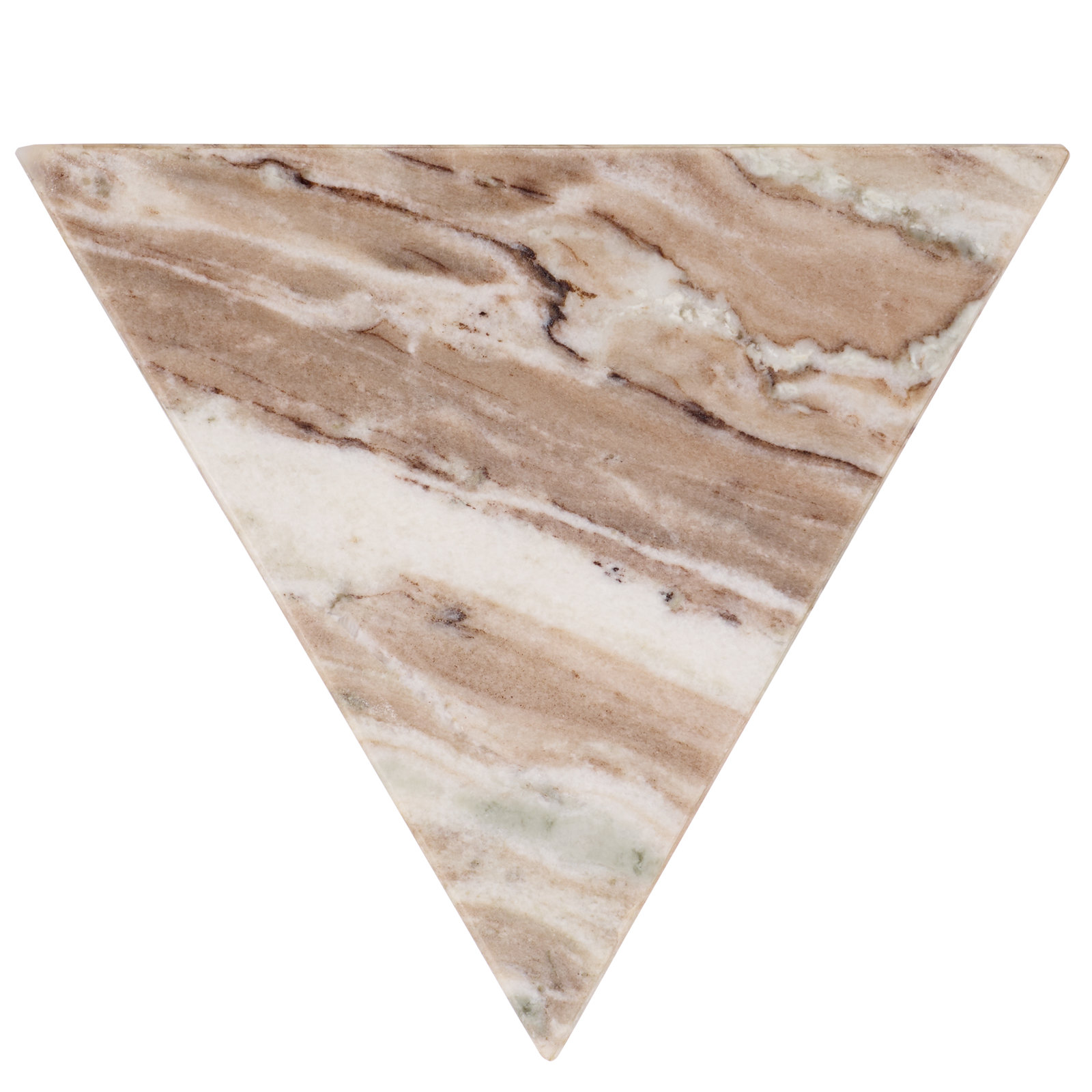 12" Genuine Marble End Table, White/Brown