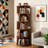 5 Tier Rotating Bookshelf, 360° Display Round Spinning Bookshelf-877310332