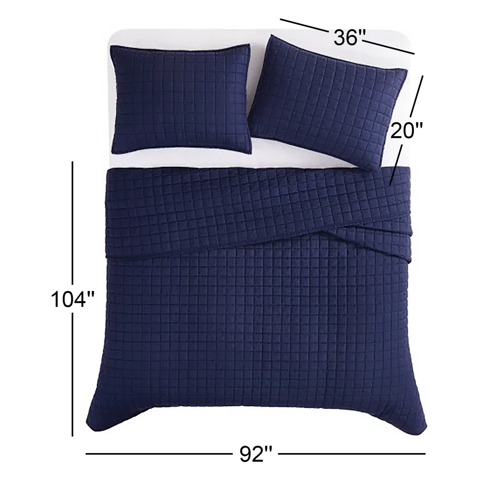 Nena Linen Quilt Set, King + 2 King Shams, Navy