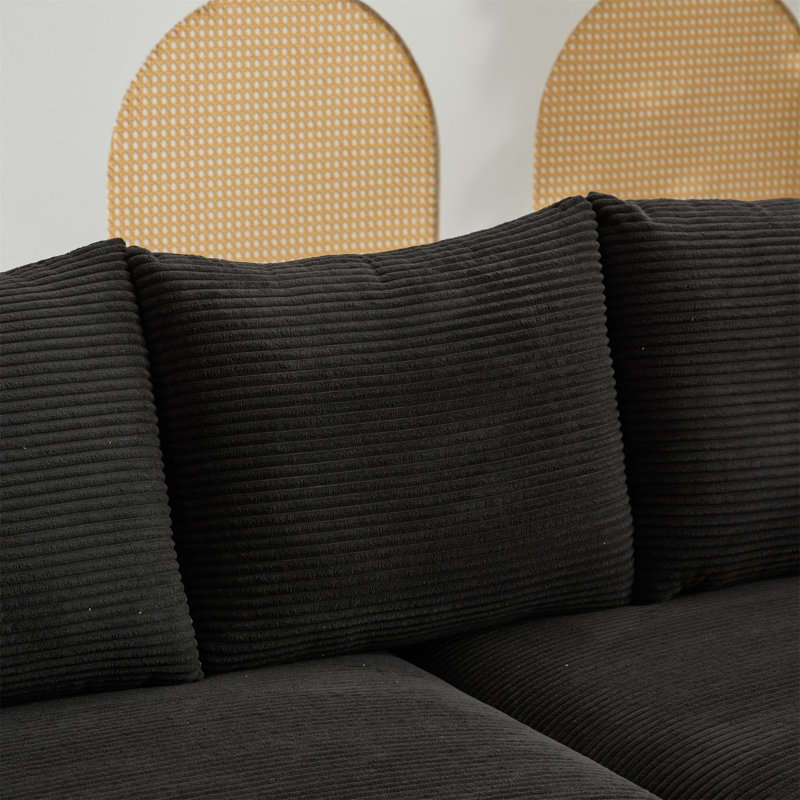 Canapé modulaire moderne, Velours côtelé noir foncé