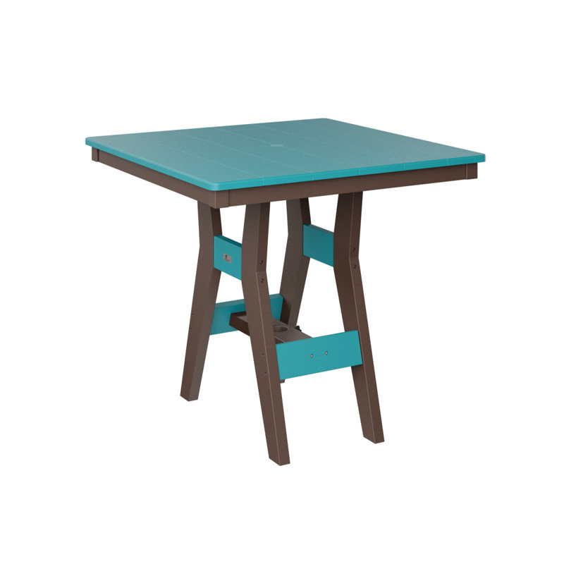 Table de salle à manger carrée 33 po Berlin Gardens Harbor, 30.37" H x 33" W x 33" D, Chocolat / Brun, Bleu Aruba