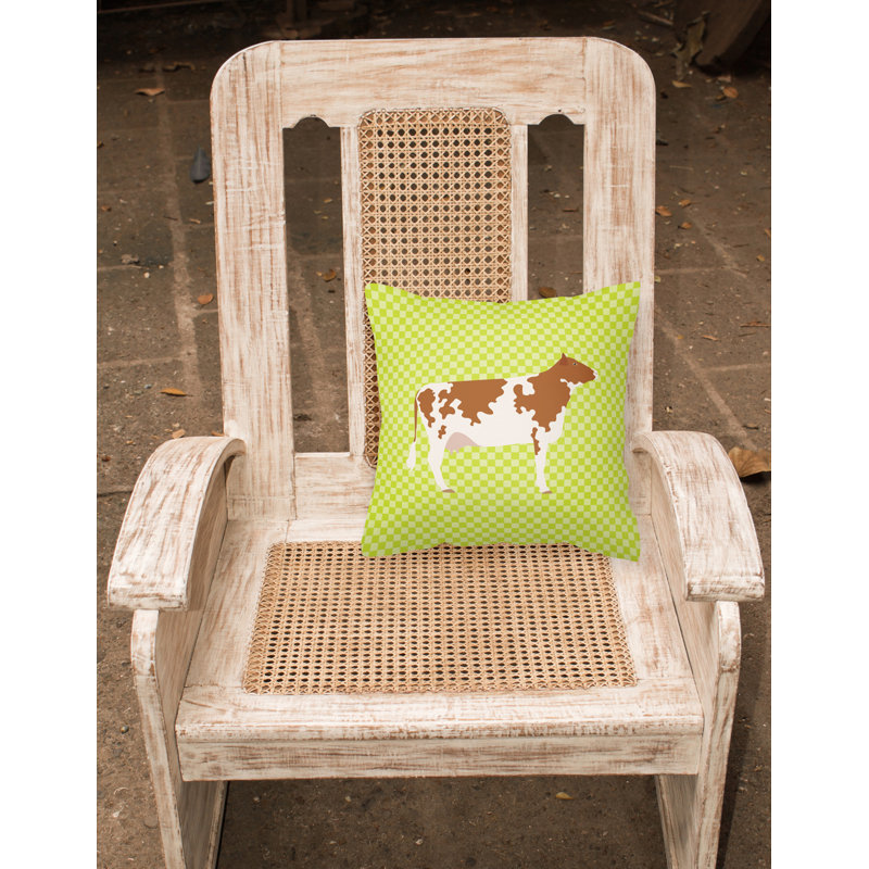 Coussin décoratif d’extérieur en tissu à damier de vache, 18 po x 18 po, Vert