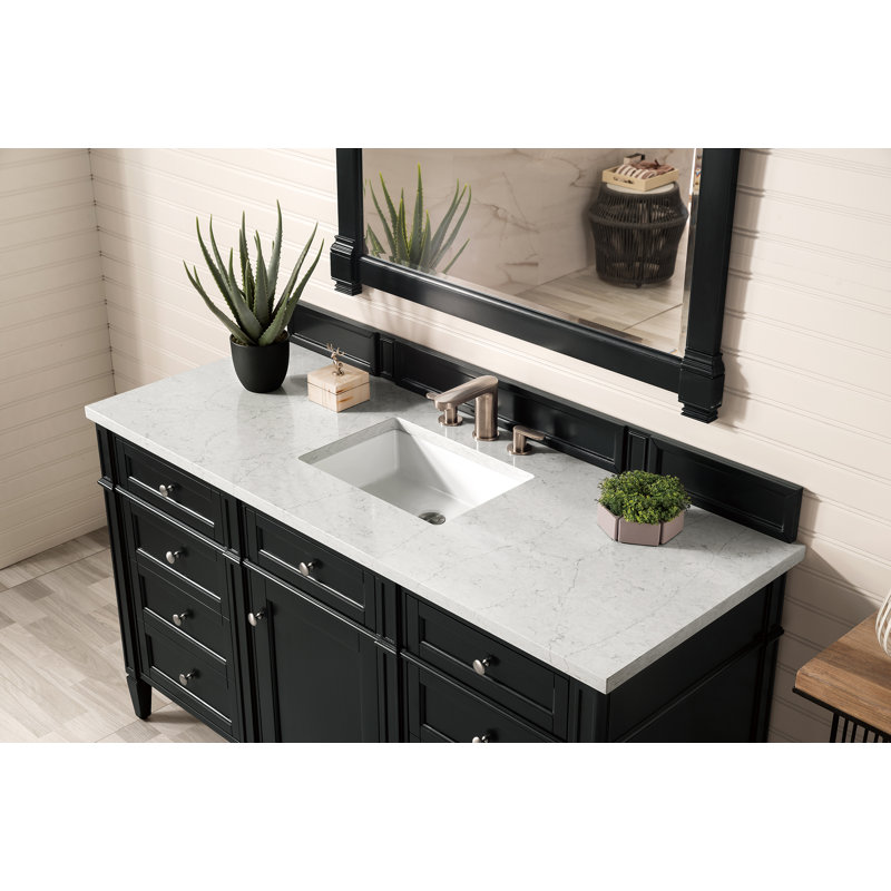 Brittany 60'' W Single Vanity, Eternal Jasmine Pearl, Black Onyx