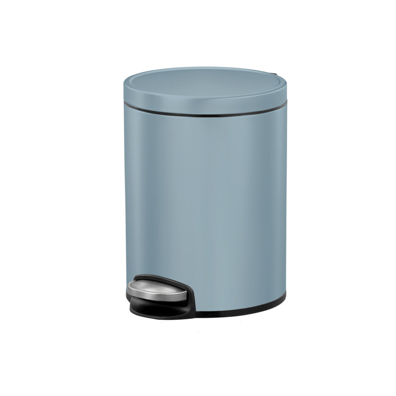 Eva Steel Step On Kitchen Trash Can, 5 L, Titanium Blue