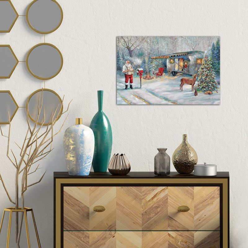Santa's Hideaway by Ruane Manning - Wrapped Canvas Painting, 66.04 cm H x 45.72 cm W x 1.91 cm D