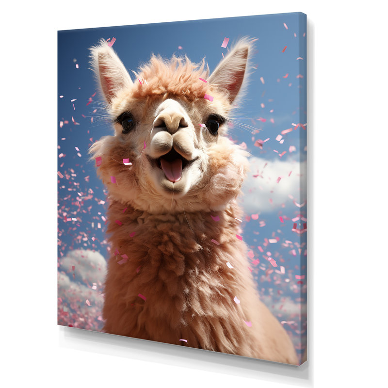 Alpaca Smile Portrait - Art mural alpaga, Toile tendue, H 44 po x l 34 po