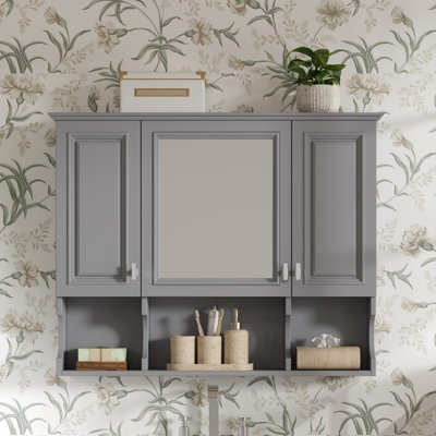 Armoire à pharmacie murale 35 po x 28 po, armoire de salle de bain moderne avec miroir, armoire à miroir avec tablettes ouvertes