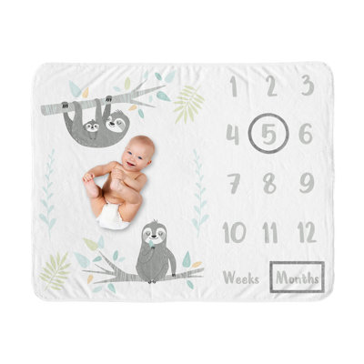 Couverture pour bébé en molleton gris paresseux paresseux