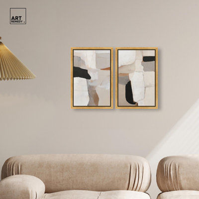Ancient Walls Set Canvas Print Neutral Boho Art Set by Art Remedy, Black Frame, 10 x 15