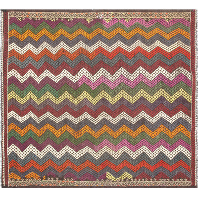 Square One-of-a-Kind 7'1" X 7'8" 1960s Wool Area Rug in