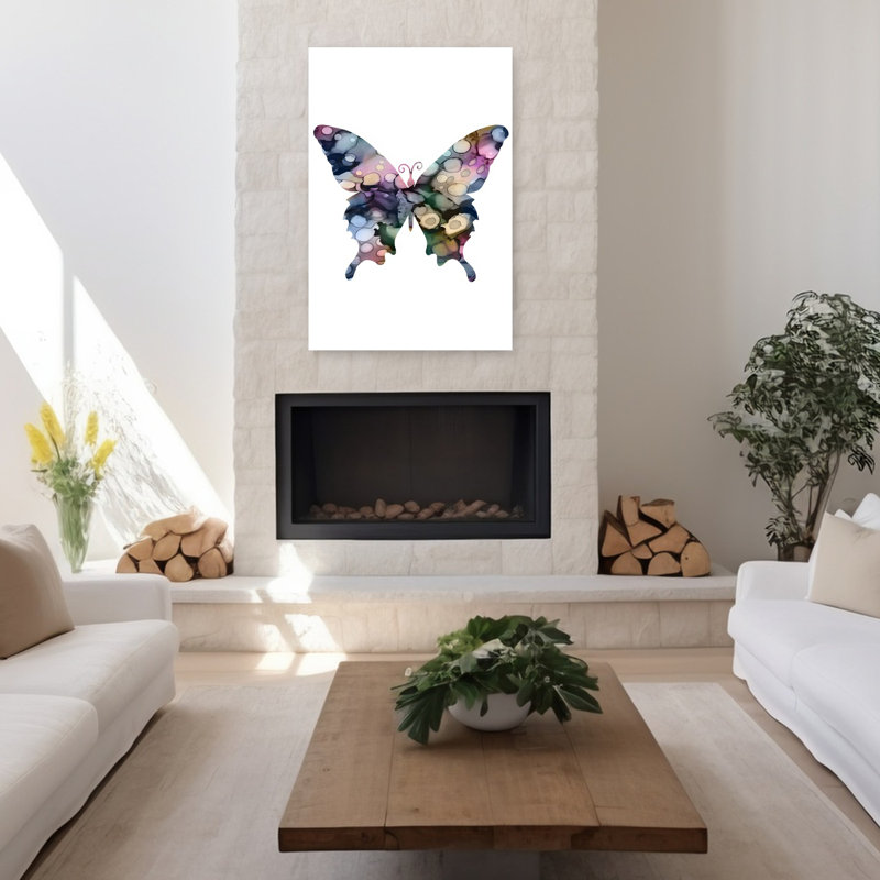 Art mural contemporain abstrait Butterfly II, 48" H x 32" W