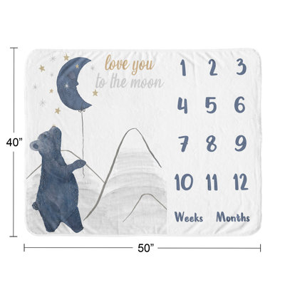 Bear and Moon Polyester Baby Blanket