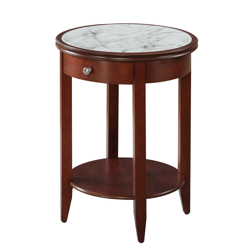 Table de bout avec rangement Carbin, Blanc / Espresso