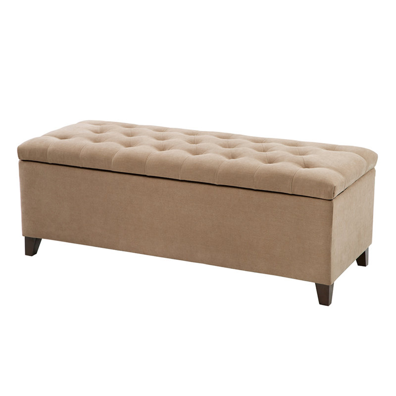 Banc de rangement capitonné à fermeture douce, Sable, Espresso