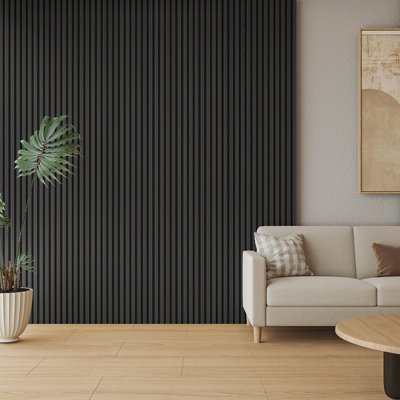 4Pcs 94.5'' x 7.9'' Acoustic Wood Wall Panelling,3D Decorative Soundproof Slat Panels,20.73 sqft