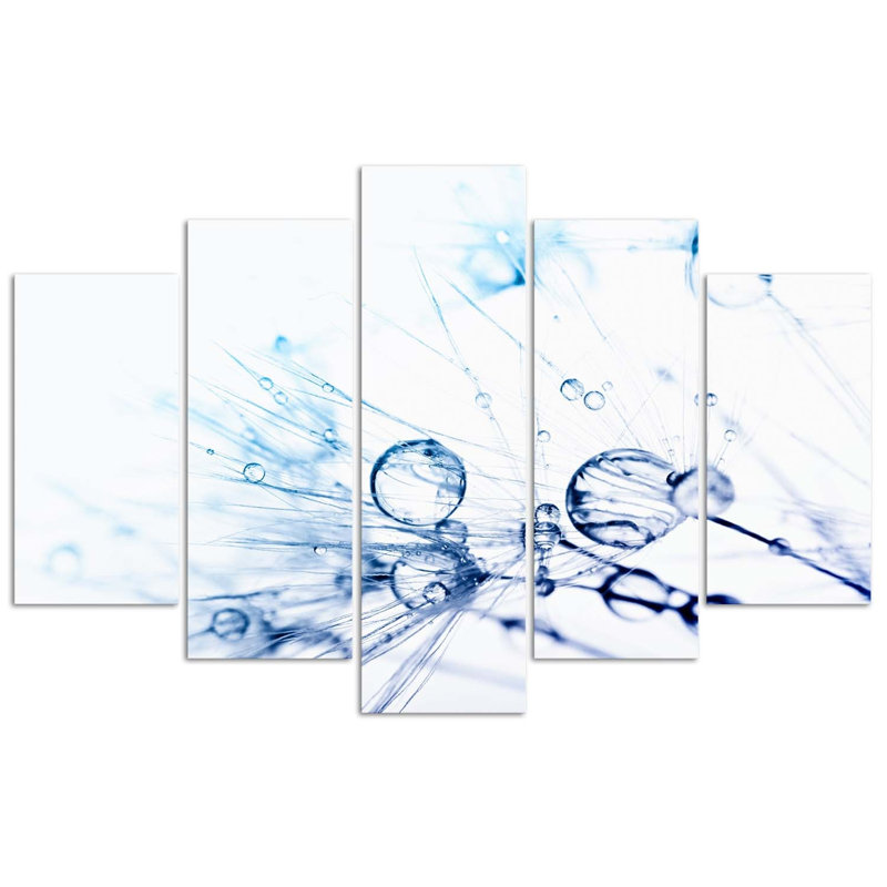 Turquoise Blower Drops - 5 Piece No Frame Print on Canvas, 70cm H x 100cm W