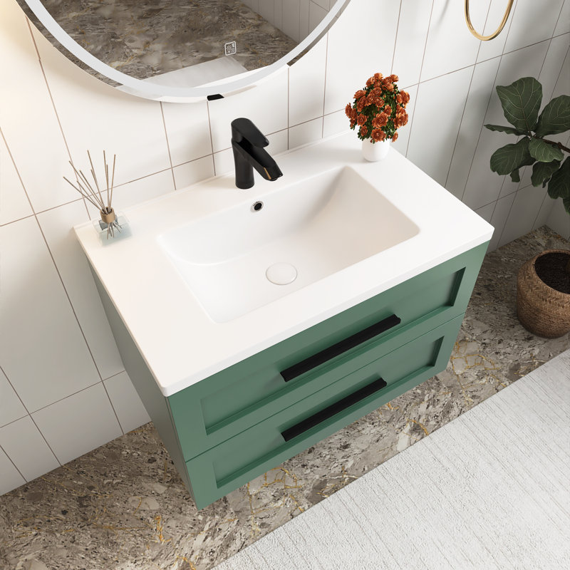 30" Wall-Mounted Floating Bathroom Vanity With Sink