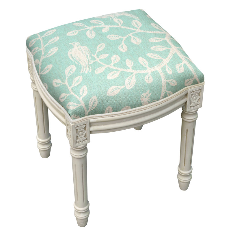Horst Solid Wood Accent Stool, Aqua